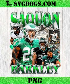 Saquon Barkley Eagles PNG, Vintage Barkley Design 90s Graphic Tee PNG