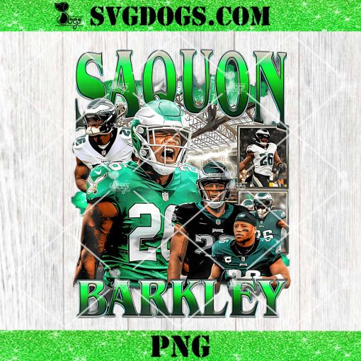 Saquon Barkley Eagles PNG, Vintage Barkley Design 90s Graphic Tee PNG