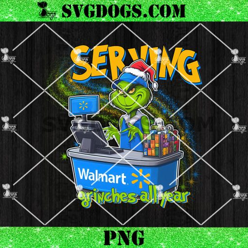 The Grinch Serving Walmart Grinches All Year PNG, Christmas Grinch Cashier PNG