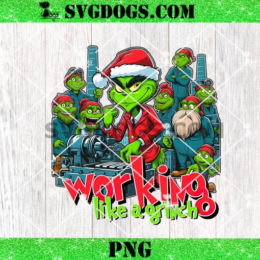 Working Like A Grinch Mechanic Merry Christmas PNG, Mechanic Santa PNG