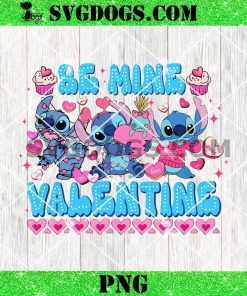 Be Mine Valentine Stitch PNG, Pink Valentine Cartoon Character PNG