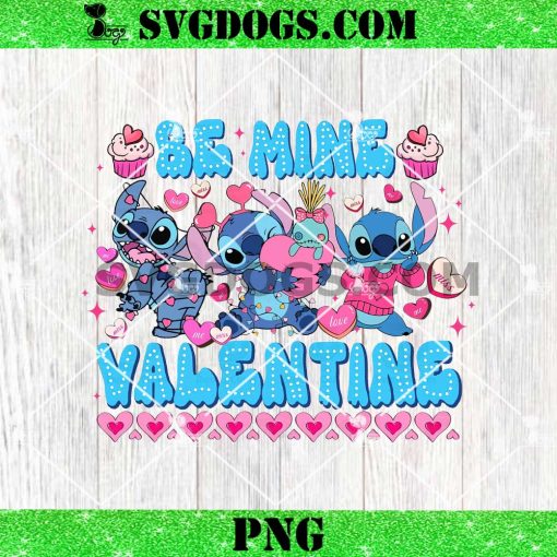 Be Mine Valentine Stitch PNG, Pink Valentine Cartoon Character PNG