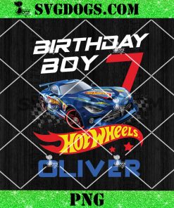 Birthday Boy 7 Hot Wheels Custom Name PNG