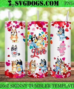 Bluey Bingo Love 20oz Tumbler Wrap, Bluey Valentine Love Hear PNG