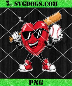 Funny Heart Playing Baseball Valentines Day PNG, Dabbing Heart PNG