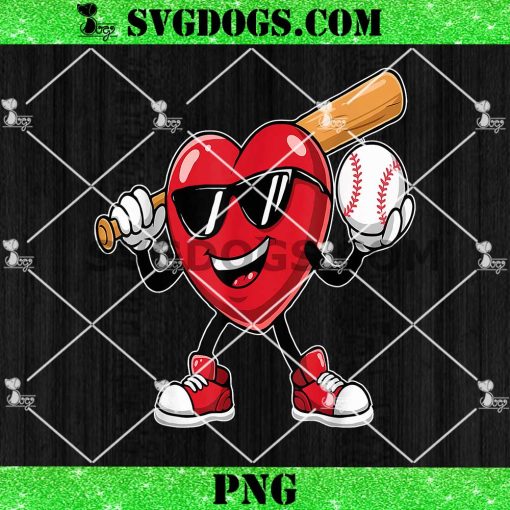 Funny Heart Playing Baseball Valentines Day PNG, Dabbing Heart PNG