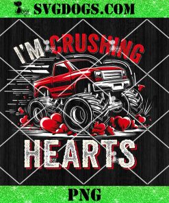 I Crush Hearts Monster Truck PNG, Funny Valentines Day Boys Kids PNG