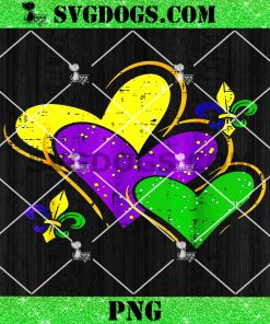 Mardi Gras Hearts PNG