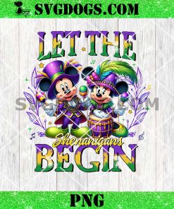 Mickey And Minnie Mouse Mardi Gras Png, Mickey Let The Shenanigans Begin Png, Mardi Beads Louisiana Festival Png