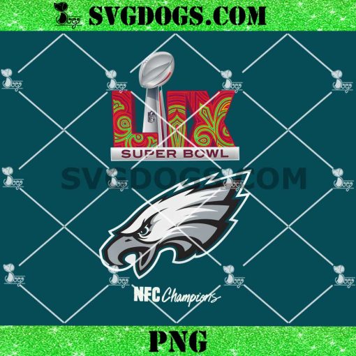 Philadelphia Eagles 2024 NFC Champions PNG, Super Bowl Eagles LIX PNG