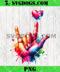 Valentines Day Colorful ASL I Love You Heart PNG