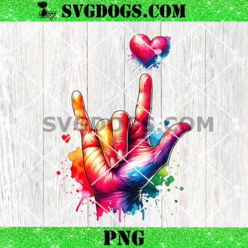 Valentines Day Colorful ASL I Love You Heart PNG