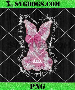 Coquette Pink Floral Bunny ABA Therapist RBT PNG, Happy Easter PNG