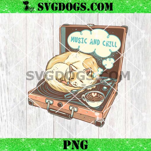 Music and Chill Cat PNG, Turntable Vinyl PNG