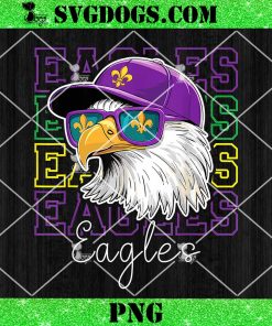 Philadelphia Eagles Mardi Gras PNG, Cool Face Eagles with Mardi Gras Sunglass Cheer Eagles Fly PNG