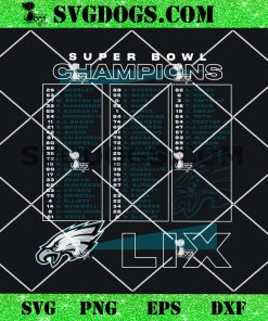 Philadelphia Eagles Super Bowl LIX Champions Roster SVG