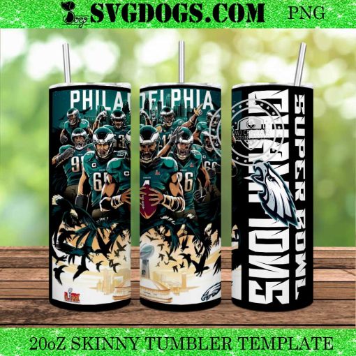 Philadelphia Super Bowl Champions 20oz Tumbler Wrap PNG