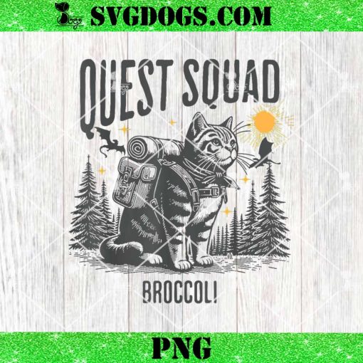 Quest Fantasy Squad Broccoli PNG, Funny Cat PNG