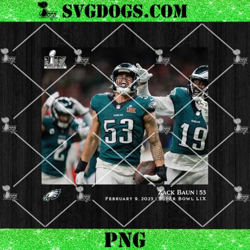 Zack Baun Philadelphia Eagles NFL Super Bowl LIX Champions PNG