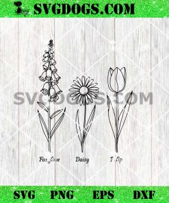 Floral Plant Foxglove Daisy Tulip Flower SVG