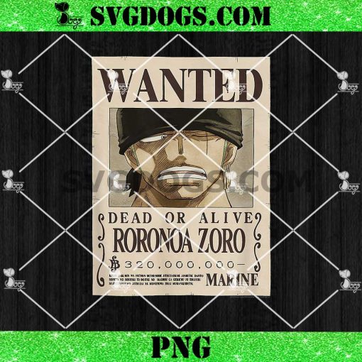 One Piece Anime Roronoa Zoro Wanted PNG