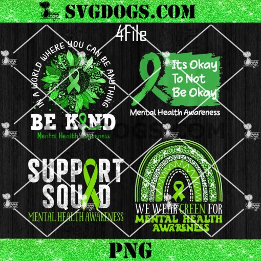 World Mental Health Day Bundle PNG, Its Okay To Not Be Okay Shirt Mental Health Awareness Ribbon PNG