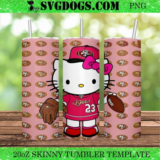 Hello Kitty Football San Francisco 49ers 20oz Tumbler Wrap PNG