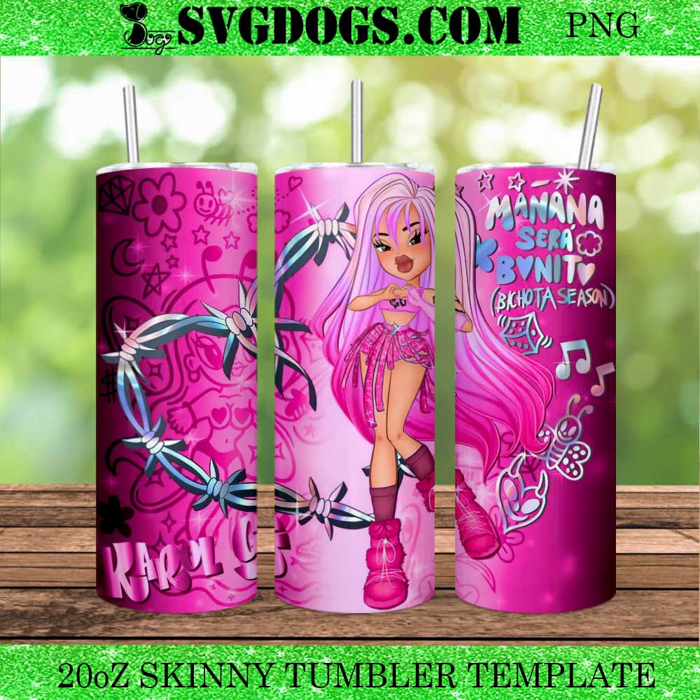 Karol G Bratz 20oz Tumbler Wrap PNG, Bichota Season Pink Bratz PNG Karol G Bratz 20oz Tumbler Wrap PNG, Bichota Season Pink Bratz PNG