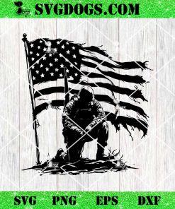 Kneeling Soldier American Flag SVG