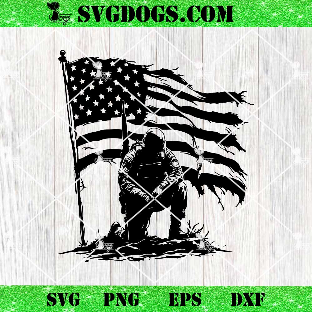 Kneeling Soldier American Flag SVG Kneeling Soldier American Flag SVG