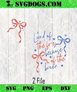 Land of the Free Because of the Brave SVG, Coquette Memorial Day SVG PNG