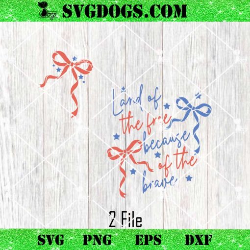 Land of the Free Because of the Brave SVG, Coquette Memorial Day SVG PNG
