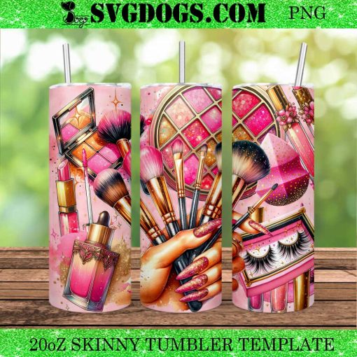Makeup 20oz Tumbler Wrap PNG, Perfect For A Makeup PNG