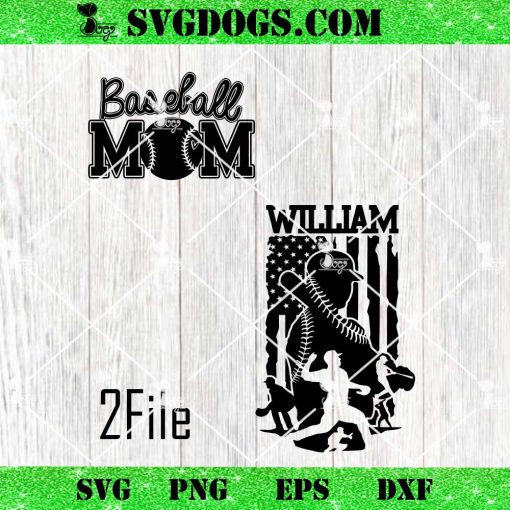 Personalized Baseball Mom SVG, Custom Name and Number Baseball SVG PNG