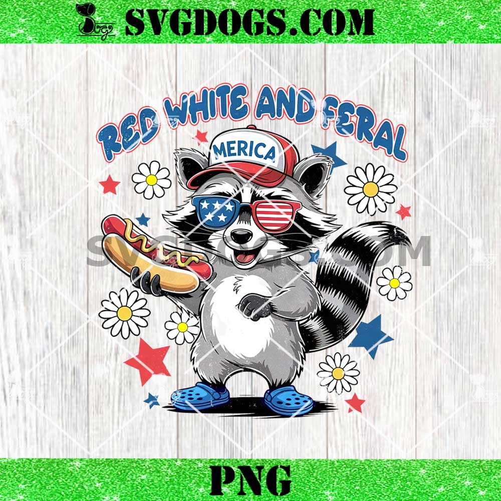Red White And Feral Raccoon PNG, 4th Of July PNG Red White And Feral Raccoon PNG, 4th Of July PNG