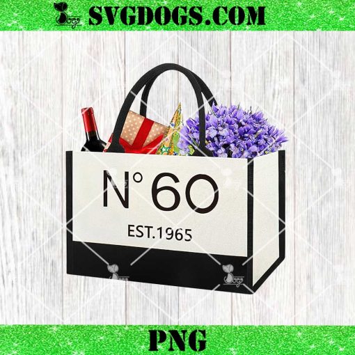 60th Birthday Gift Canvas Tote Bag PNG, N°60 EST1965 PNG