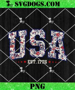 Floral USA Est 1776 PNG, 4th of July American PNG