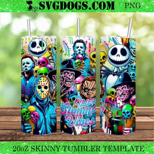 Horror Killers Summer Vibes 20oz Tumbler Wrap PNG