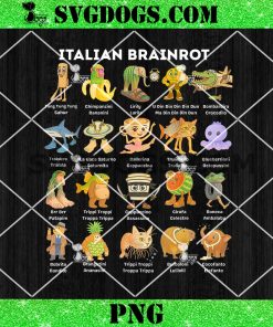 Types of Italian Brainrot Meme PNG, Character Hand Drawn for Kids PNG