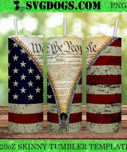 We the People Zipper USA Flag 20oz Tumbler Wrap PNG, 4th of July Tumbler PNG
