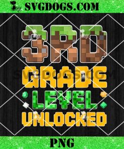 3rd Grade Level Unlocked PNG, Back to School Boys Gamer First Day of Third Grade PNG