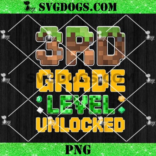 3rd Grade Level Unlocked PNG, Back to School Boys Gamer First Day of Third Grade PNG