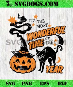 Black Cat It’s The Most Wonderful Time Of The Year SVG, Cat Pumpkin SVG