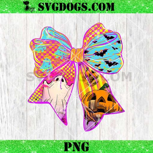 Halloween Bow Neon PNG, Cute Boo Ghost Coquette PNG