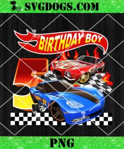 Hot Wheels 5 Birthday PNG, Race Car Birthday Boy PNG