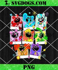 Poppy Playtime Colorful PNG, Polaroid Smiling Critters Group Shot PNG, Catnap PNG