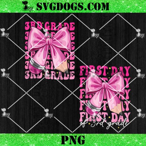 3rd Grade Girls Coquette Bow PNG Bundle, Back To School Third Grade PNG