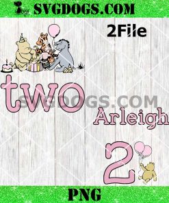 Classic Pooh 2nd Birthday PNG, Custom Name Birthday PNG