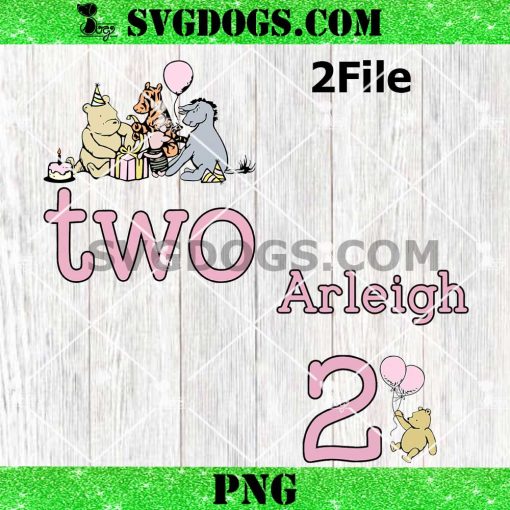 Classic Pooh 2nd Birthday PNG, Custom Name Birthday PNG