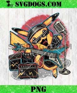 Electric Rocker Pikachu PNG, Pikachu Playing Guitar PNG